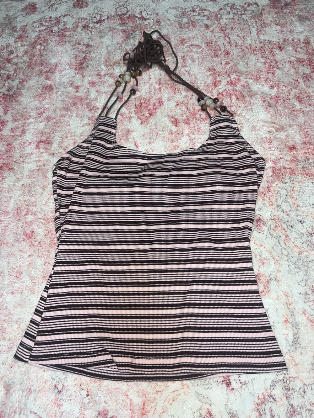 Princess Polly Pink and Brown Striped Halter Tank Too